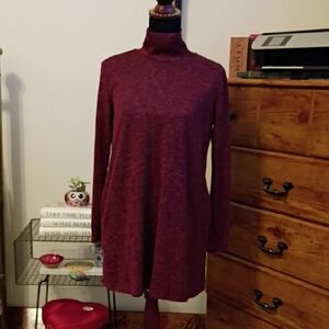 Burgundy Long Sleeve Turtleneck Dress